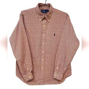 Men’s Red/Black Ralph Lauren Long Sleeve Classic Fit Shirt, Size 16.5‎ 34/35